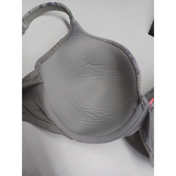 Cacique Padded Lightly Lined Bra Full Coverage Floral Gray Purple Wired Sz 40D - Picture 5 of 7